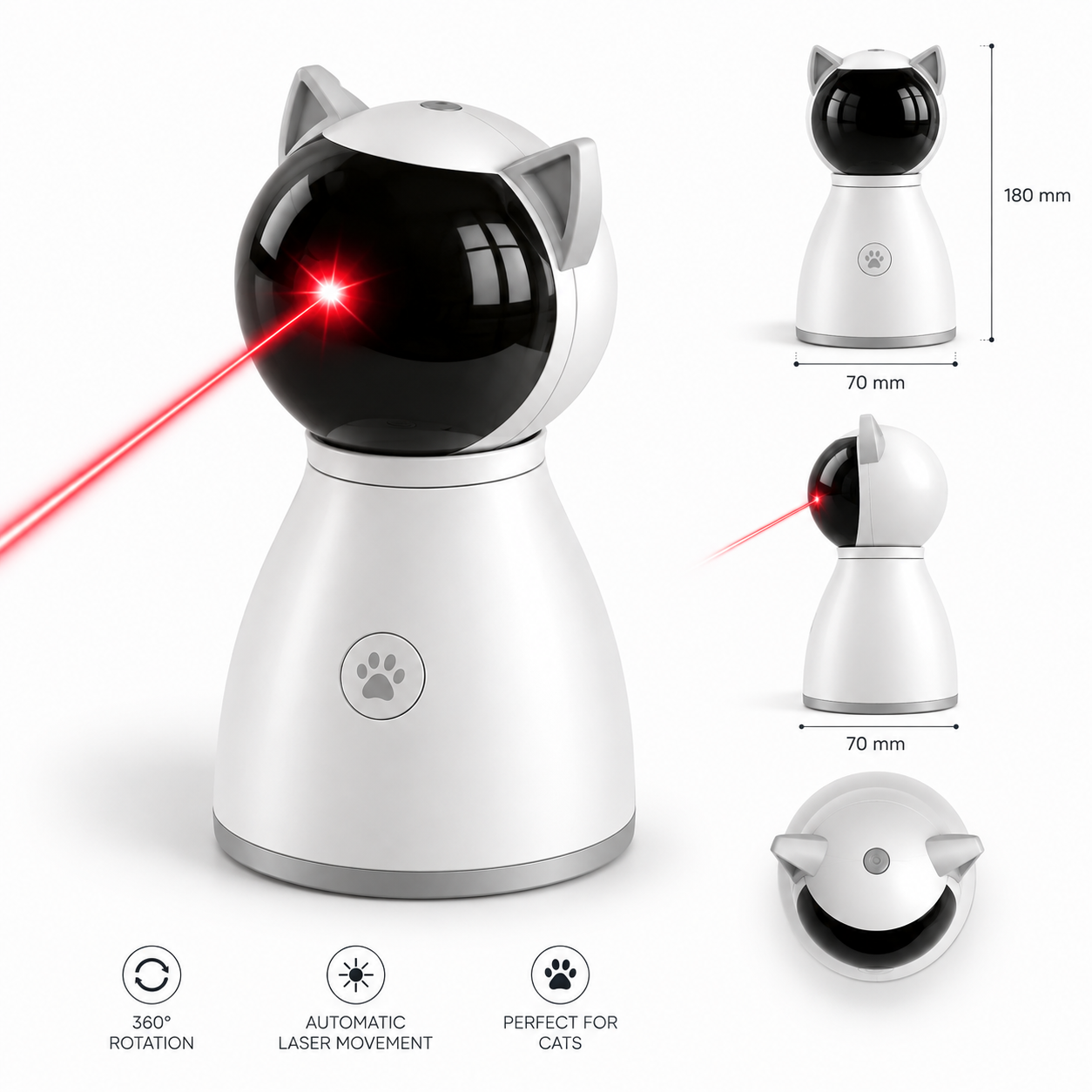 Automatic Interactive Laser Cat Toy – 7.1"