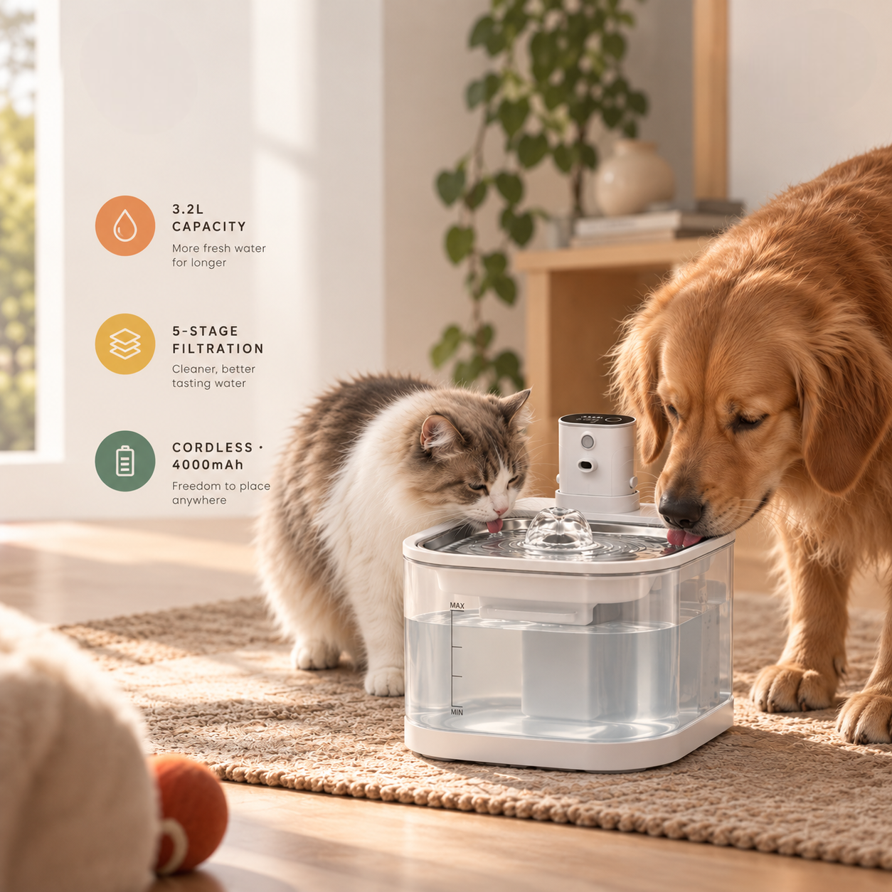 Smart Wireless Pet Water Fountain – 3.2L