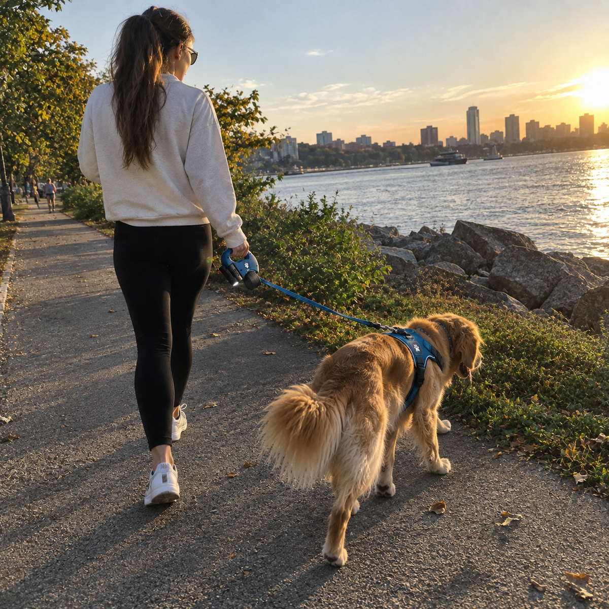 Dual Retractable Dog Leash with Flashlight