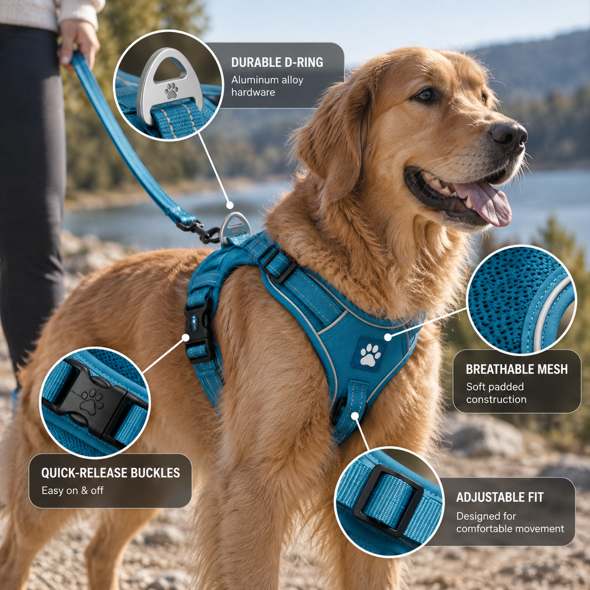 Reflective Pet Harness & Leash Set